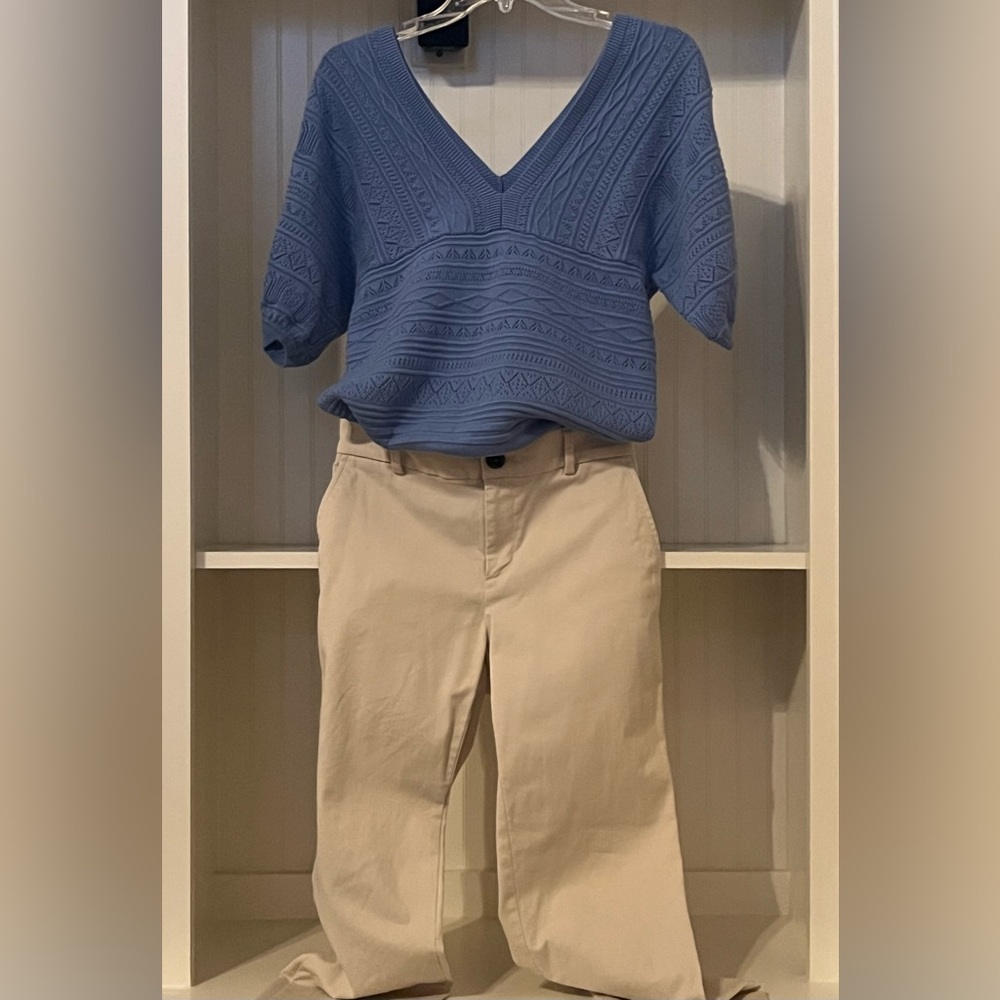 VENUS Short Sleeve Knit Sweater V-Neck / V-Back | Carolina Tarheel Blue! | M - Picture 7 of 9
